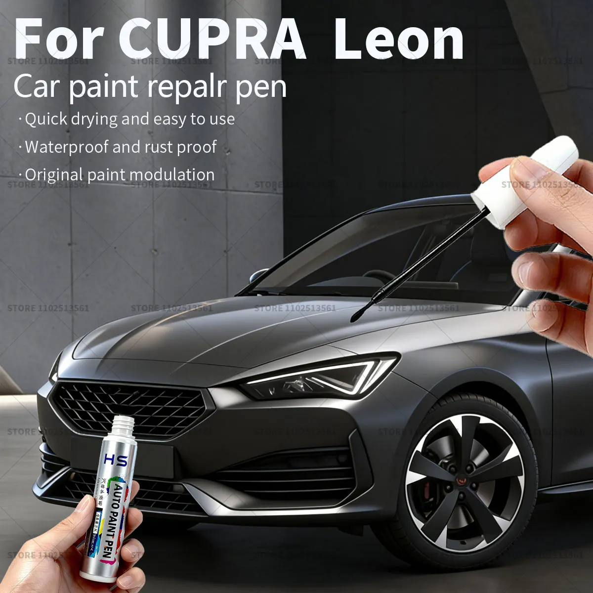 Pluma reparadora de pintura de coche, accesorios de reparación de arañazos, negro, blanco glacial, Fiord, azul, gasolina, deseo, rojo y gris para CUPRA Leon