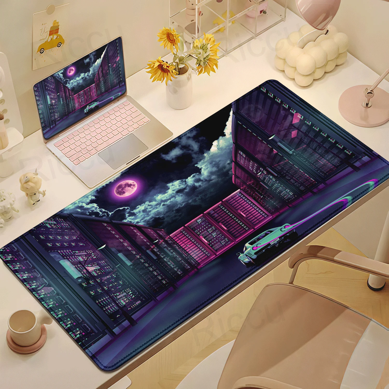 

Cyberpunk Neon City Gaming Mouse Mat Anime Gamer Desk Mat Xxl Keyboard Pad Desktop Large PCTable Surface For Accessories