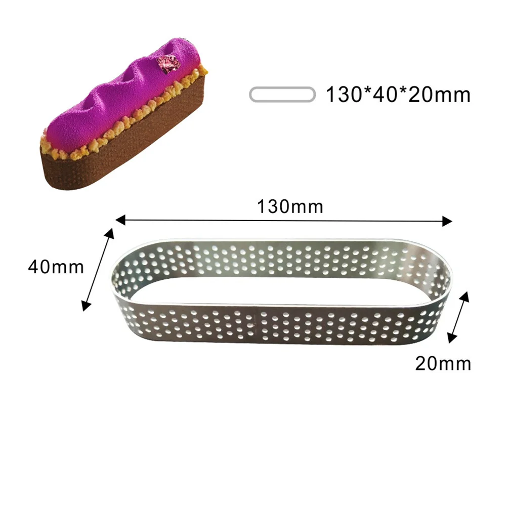 

4Pcs Stainless Steel Cake Mold Ring Set Round Square Oval Rectangle High Temperature Resistant Reusable Non-Stick Pastry Mould