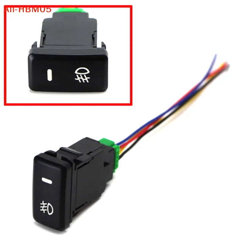 (HB05)Car Fog Light 5-Pin LED On-Off Button Switch With Wire For  Civic Auto Car Push Button Switch Repair Replace