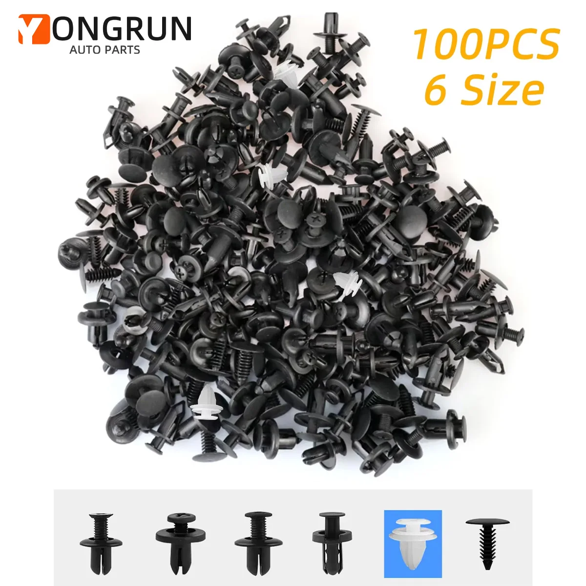 

100 шт., комплект автозастежек, зажимы для крыльев, заклепки для кузова автомобиля, фиксатор, заклепка, бампер, дверная обшивка, панель, фиксатор, автомобильные зажимы