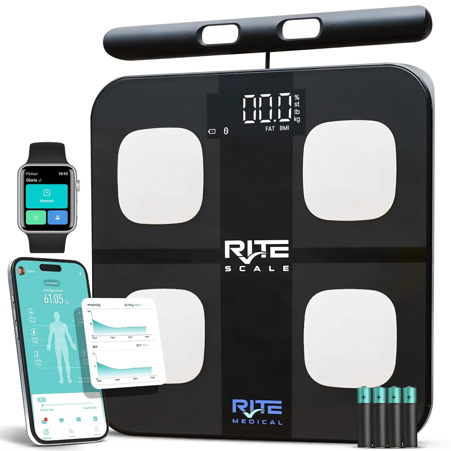 

Smart Body Weight Scale with App, 8-Electrode BIA Tech for BMI & Muscle, Bluetooth