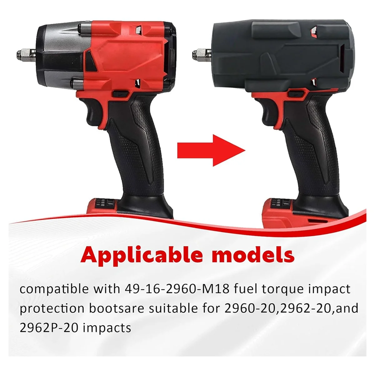 BISMZ 49-16-2960 Schutzmanschette Kraftstoffeinschlaggummi-Schutzstiefel Passend für 1/2,3/8 Zoll hartnäckige Schlagschrauber, 2962P-20 0
