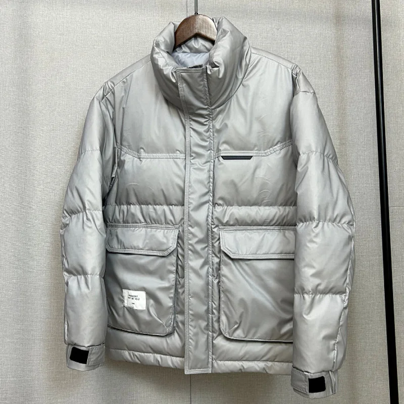 

Jacket Men Down White Duck 2023 Fashion Loose Versatile Thickened Warm Stand Collar Winter Down Coat Large Pocket Tooling Style