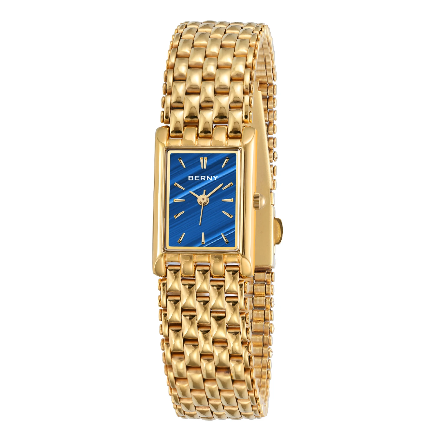 Montre Bracelet Femme Berney Marine #971 - Plaquée Or - Quartz - Neuve Avec étiquettes