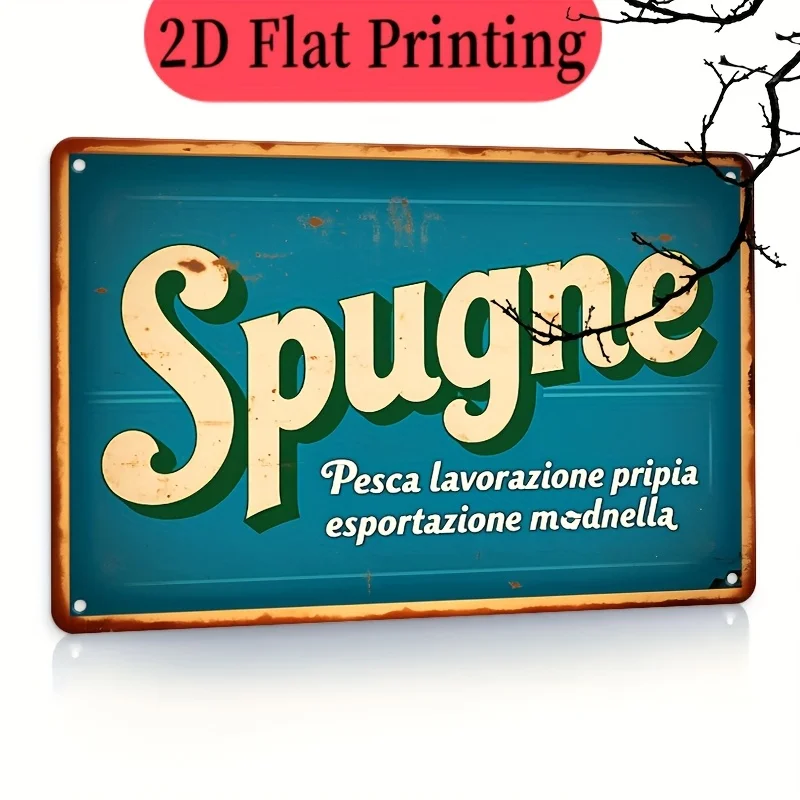 Italian Style Spugne Metal Sign,   Retro Wall Art, Esports Theme Decorative Plaque for Bar, Cafe, Restaurant, Kitchen, Study,