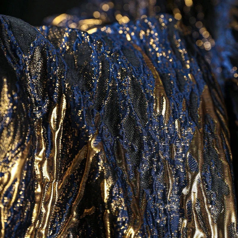 Heavy Texture 3D Jacquard Fabric Gilded National Style For Hanfu Clothing Designer DIY Coat Jacket Embossed Material