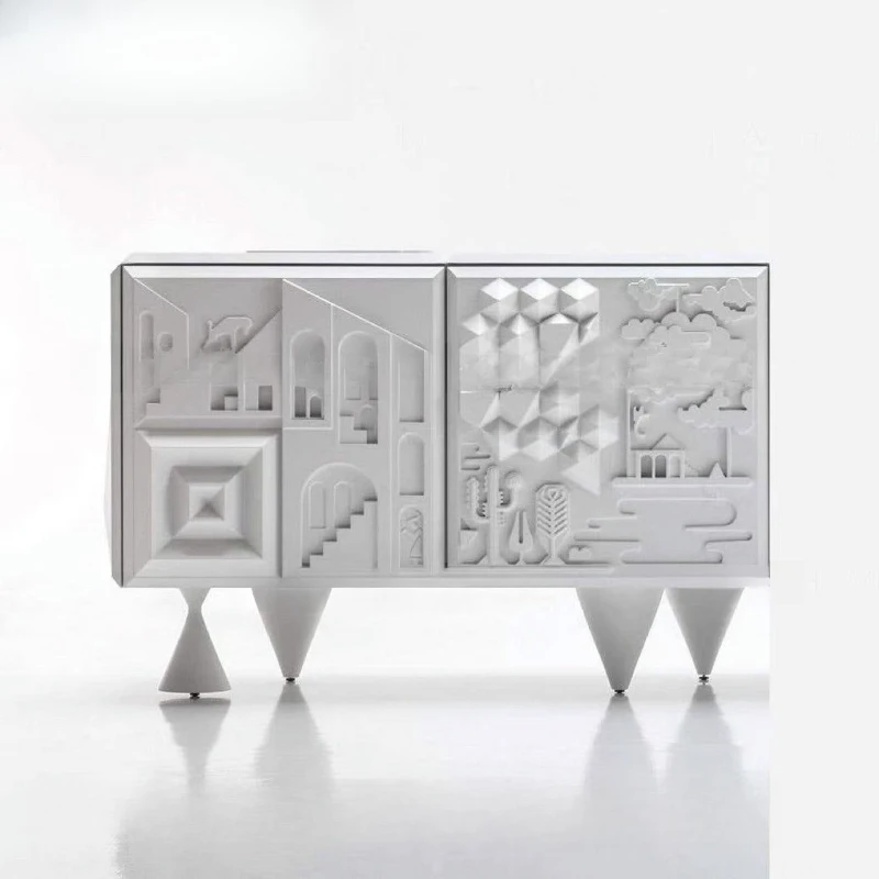 

White paint dining side cabinet creative personality entrance cabinet display rack decorative cabinet storage