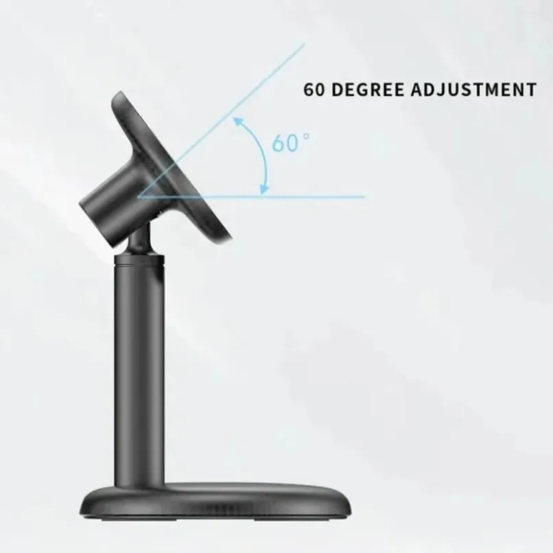 حامل هاتف مغناطيسي لسطح المكتب حامل شاحن لاسلكي سريع لهاتف Magsafe iPhone 17 ~ 12 Pro Max Samsung Xiaomi 17 حامل الهاتف المحمول