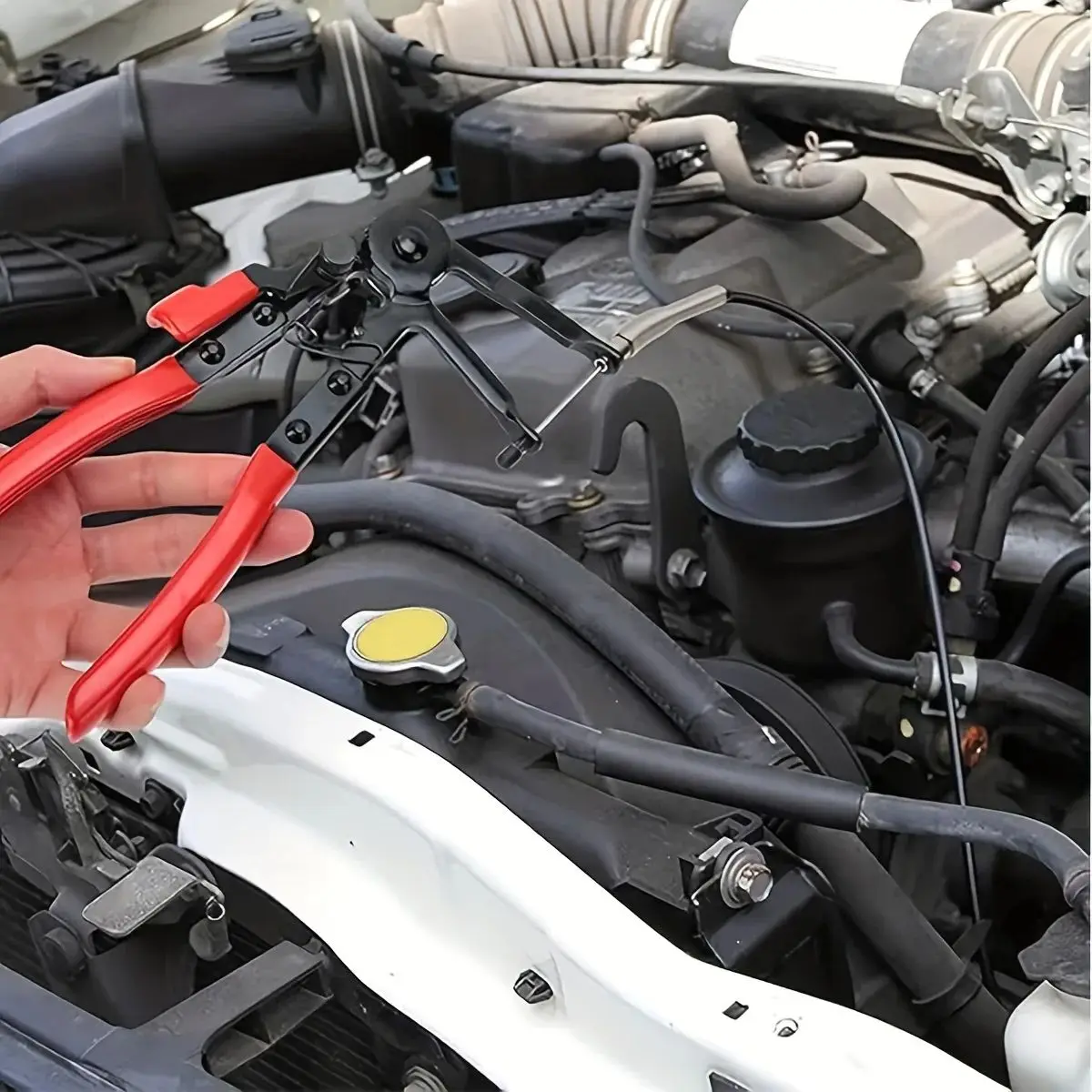 Red 9pcs Wire Long Reach Hose Clamp Pliers Set Fuel Oil Water Hose Auto Tools Hose Clamp Pliers for Fuel Oil & Water Hoses