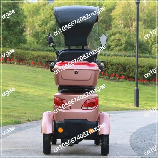 دراجة ثلاثية العجلات كهربائية شبه مغلقة لكبار السن، سكوتر مزدوج المقعد بأربع عجلات للمساعدة في المنزل للمعاقين