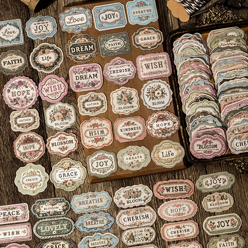 3D Embossed Stickers 60pcs Planner Sticker Set DIY Materials For Scrapbook Journal Envelope Decorations Self-Adhesive Stickers