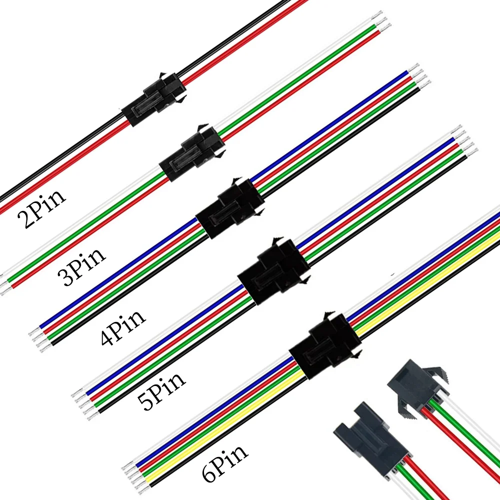 LED JST Connector Male And Female 2/3/4/5/6pin plug connectors Wire Cable Driver for pixels RGB RGBIC led strip light 5-100Pairs