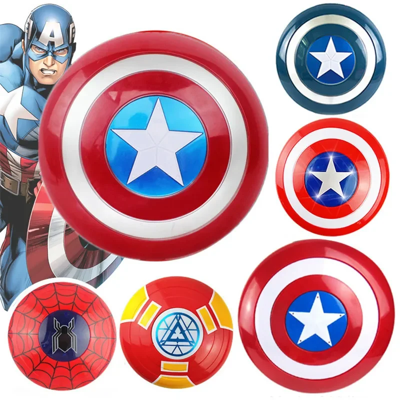 32CM Avengers Superhero Shield Light Sound Spiderman Ironman Captain America Shield Model Toy Cosplay Prop For Kids Boys Gift