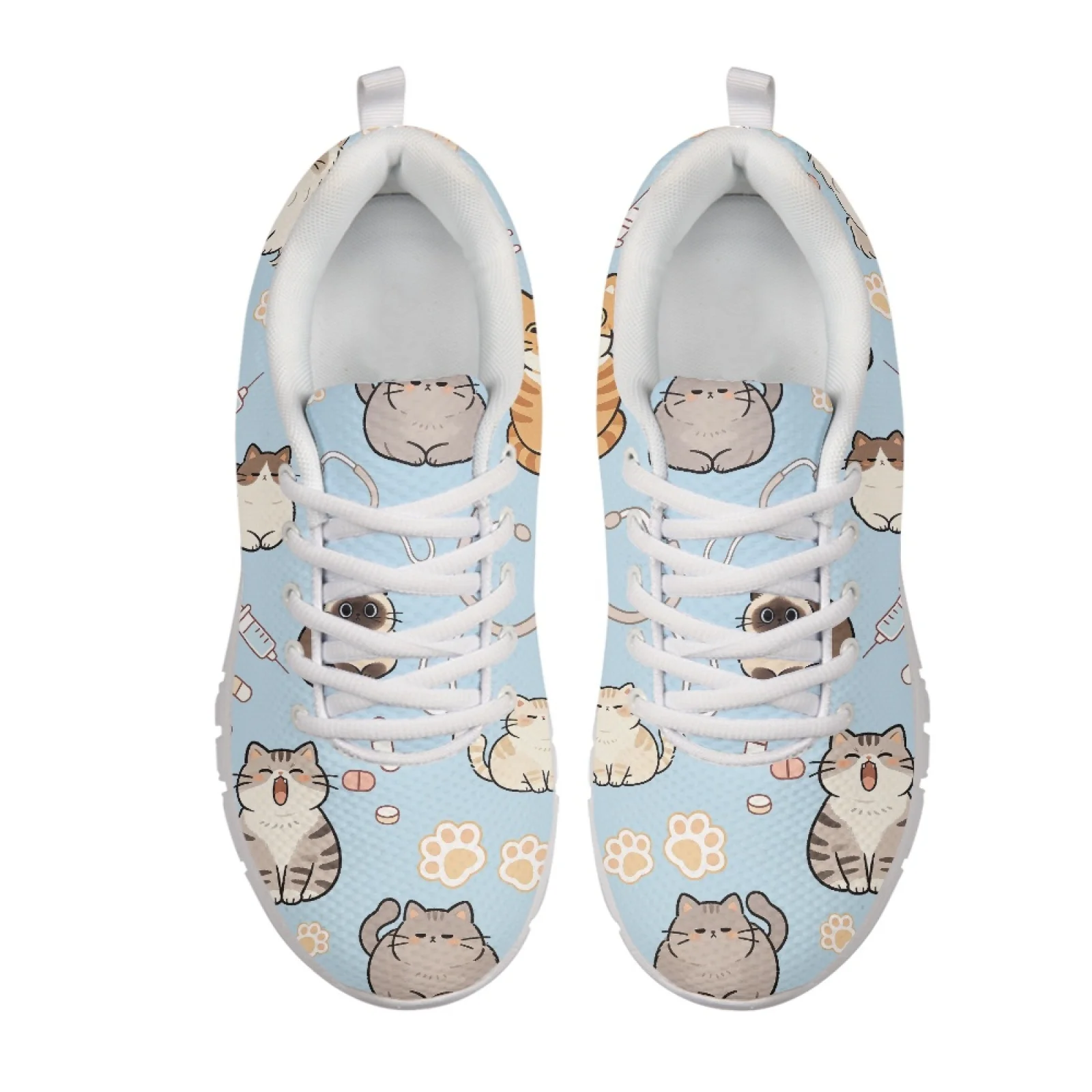 Coloranimal Cartoon Medical Cat Women Running Walking Shoes Breathable Lightweight Men's Walking Sneakers for Hunting
