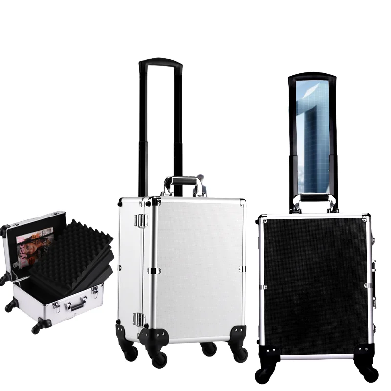 Aluminum Alloy Toolbox with Pull Rod, Large Tool Case
