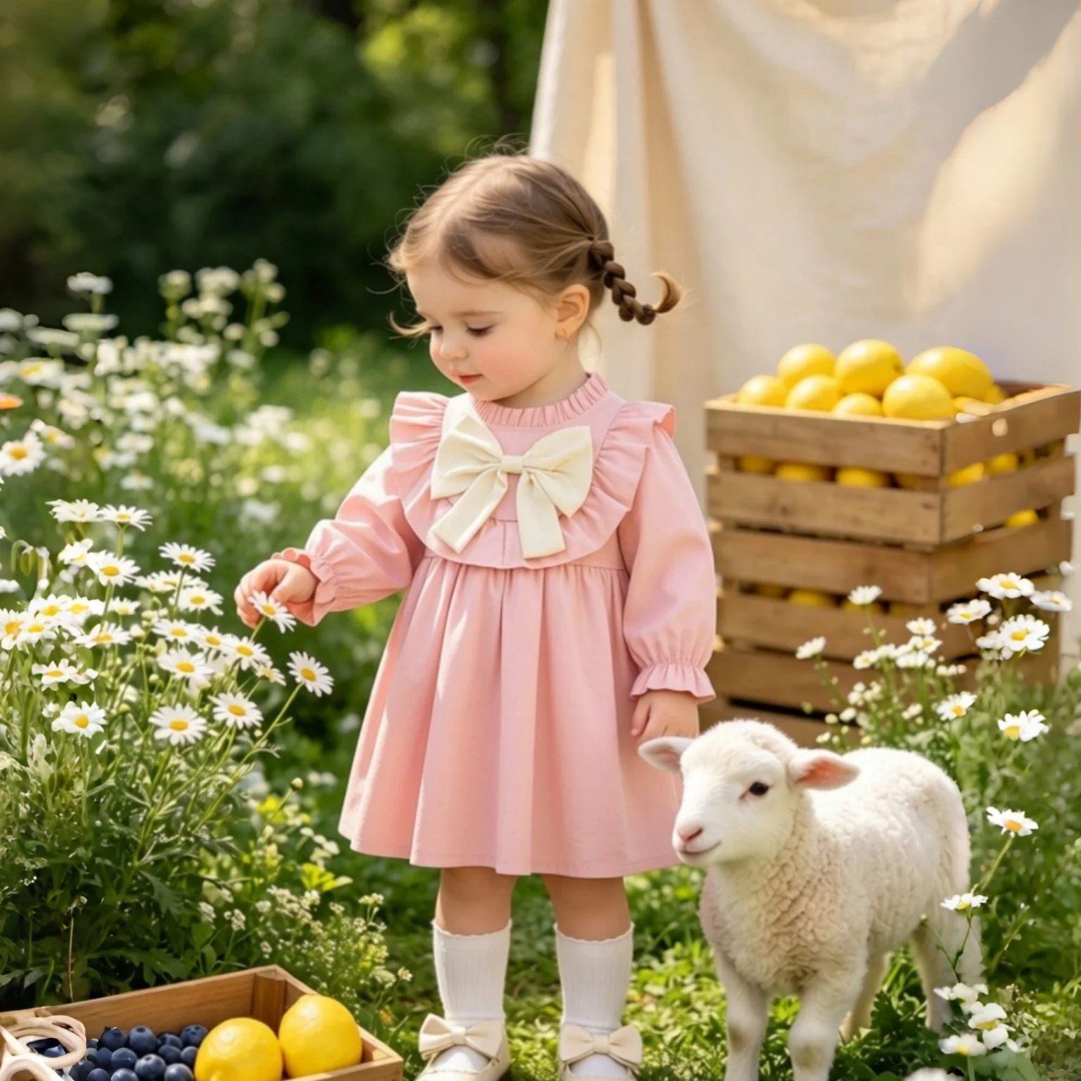 Autumn And Winter New Baby Girl Long Sleeved Dress Sweet Bow Girl's First Birthday Princess Dress Children's Clothing