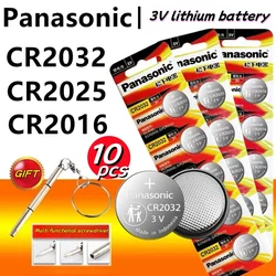 Original Panasonic 10PCS CR2032 CR2025 CR2016 CR1632 3V lithium battery For Calculator Toy Watch Button cell +Free screwdriver