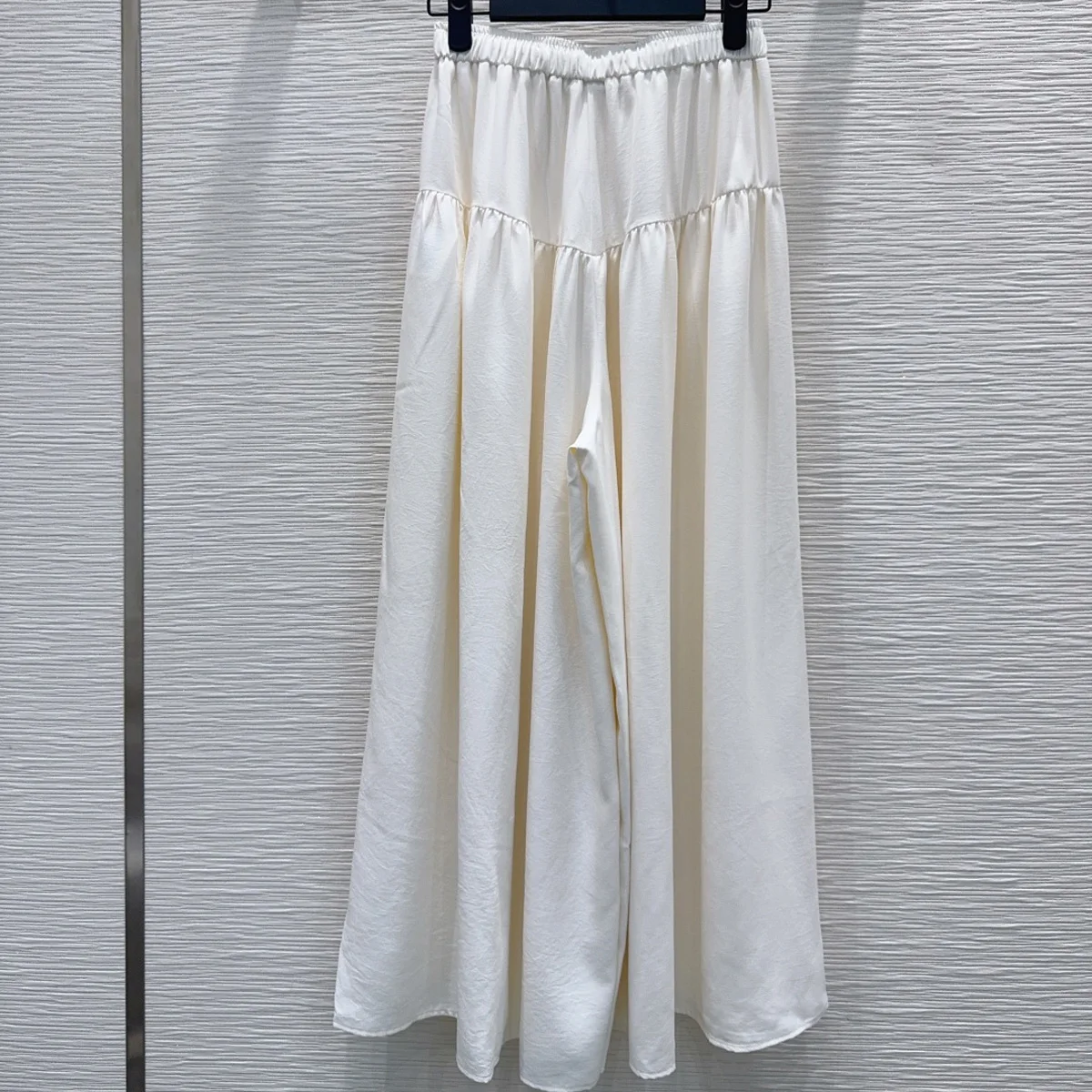 High Quality Women Solid Color Wide Leg Pants Elastic Waist Drawstring Tiered Loose Casual Long Trousers lyt2682538