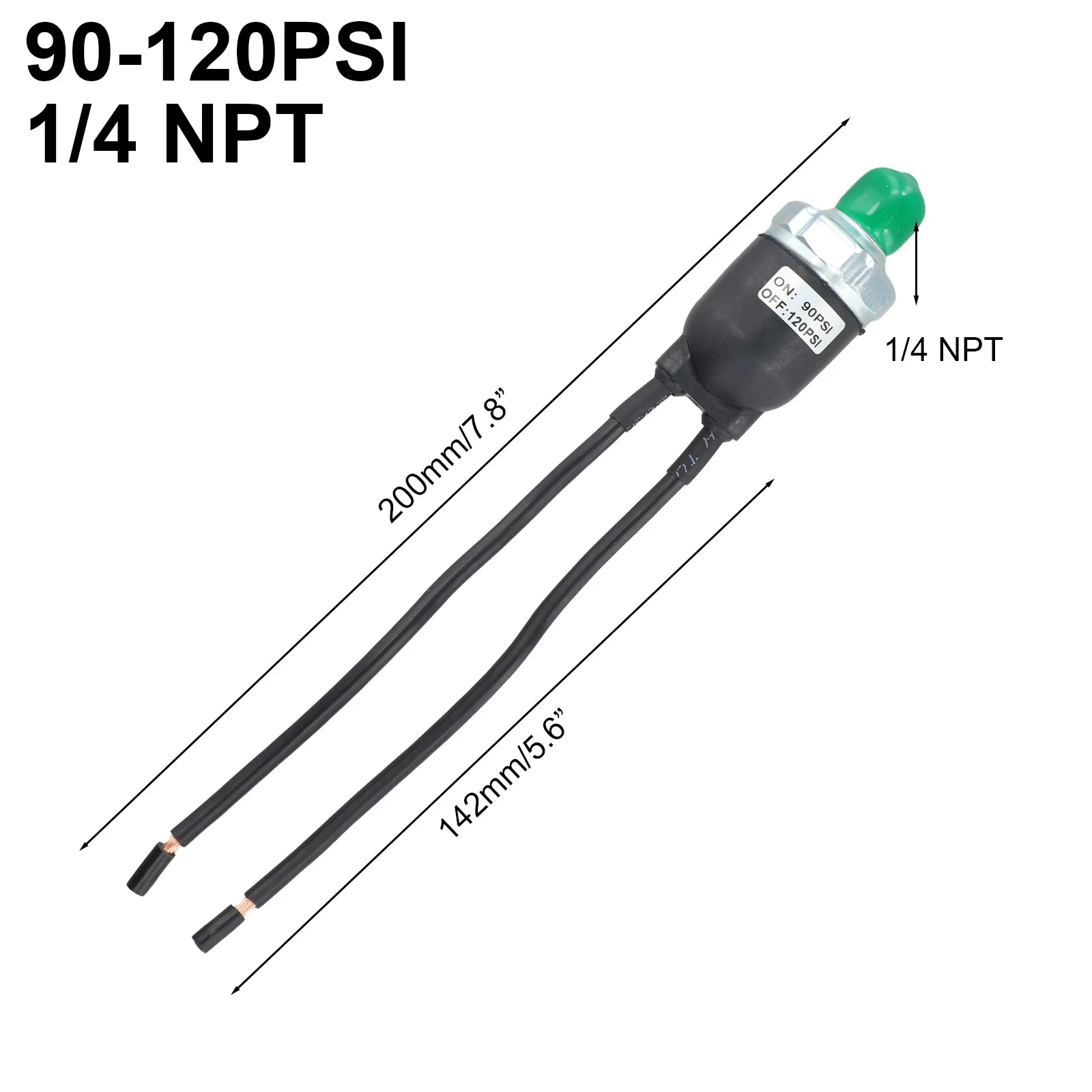 Air Pressure Switch 1/4 NPT Male 70100PSI 90120PSI Activation Range Suitable for Air Compressors and Air Ride Systems