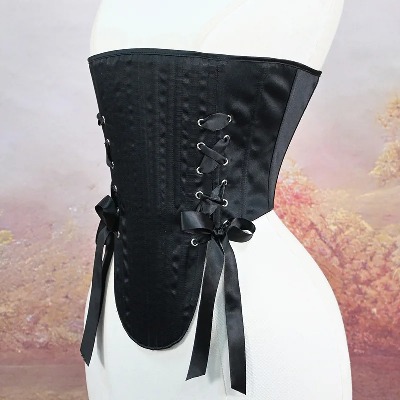 2025 New Sexy Satin Corset Bustier Tops for Women Lace Up Slimming Fit Underbust Corsets Waist Trainer Cinchers Plus Size