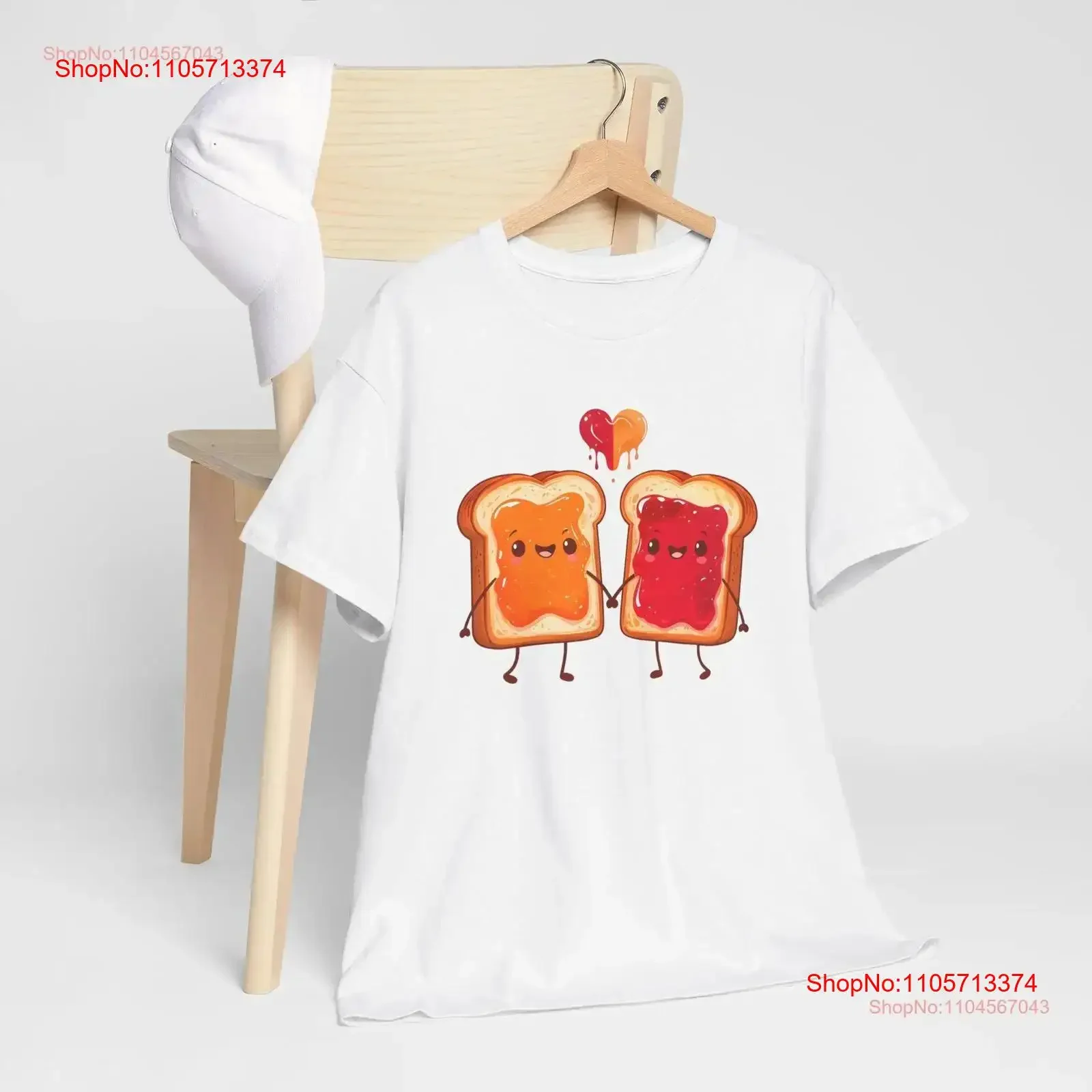 Whimsical Cartoon Toast T Shirt Cute Jam Holding Hands Funny Food Lover BreakfasT with vintage Washed Versatile fashion Soft