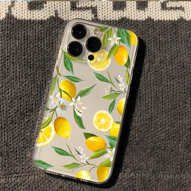 Phone Case For Samsung Galaxy S26 S25 S24 S23 Ultra A35 A34 S22 S21 Plus A56 A33 A54 A36 A55 Luxury Fashion Lemon Flower Cover