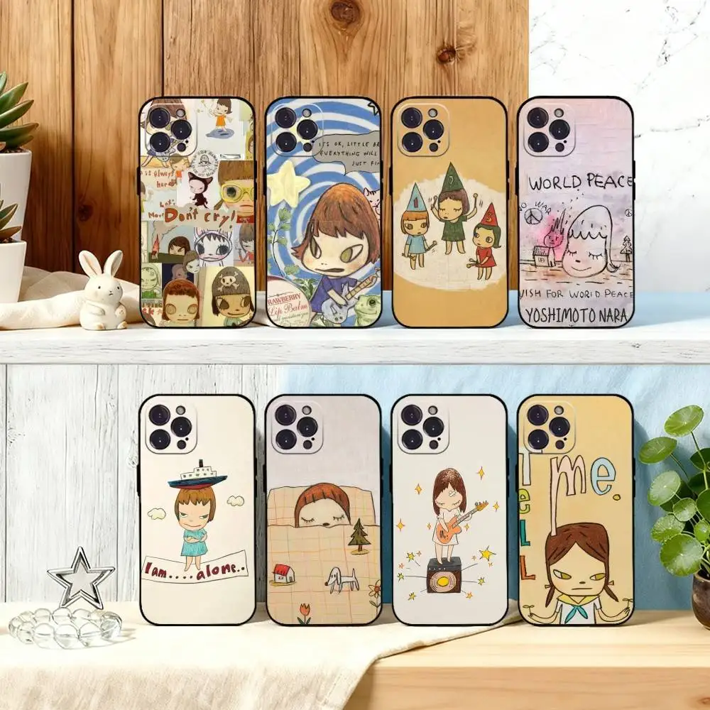 

A-Artist Y-Yoshitomo -NNara Phone Case For iPhone17,16,15,14,13,12Plus,Pro Max,XS,5G Soft Silicone Black Cover