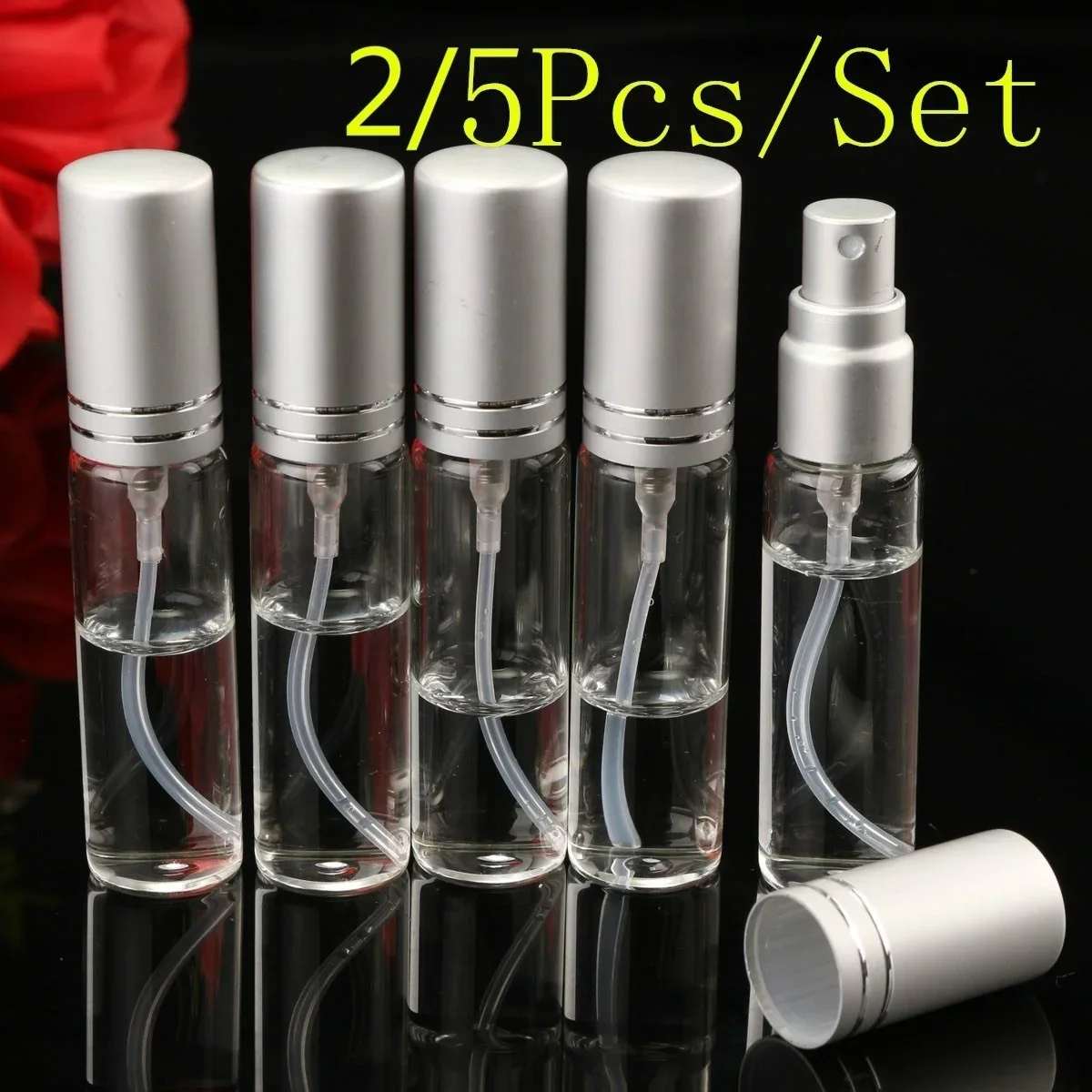 2/5Pcs 10ML Spray Bottle Small  Glass Atomizer Perfume Portable Soap Dispenser Mini Liquid Tonic Oil Cosmetic Container