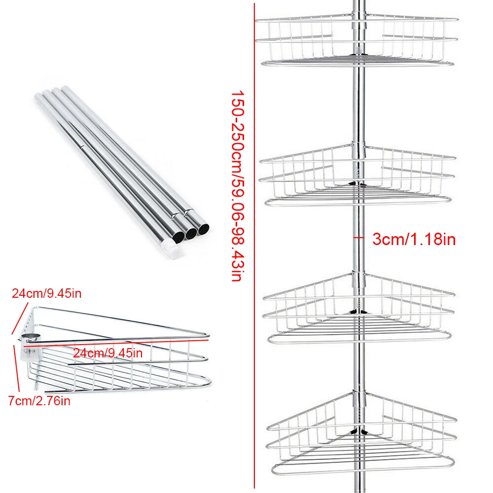 

4-Tier Shower Shelf 4 Tier Bathroom Shelf For Bathrooms, Bedrooms, Toilets, Balconies, Living Rooms