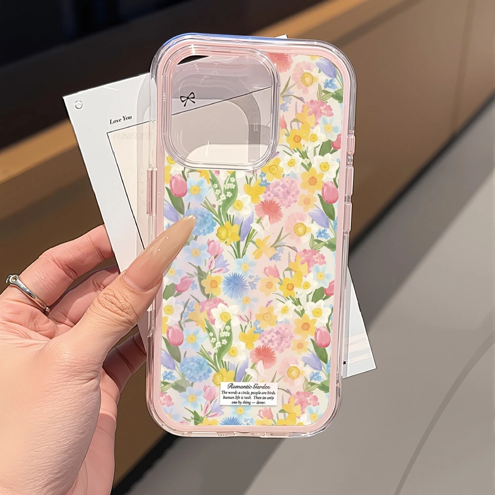 

Transparent Candy Color Shockproof Case For Samsung S26 S25 S24 Plus S23 S22 Ultra A57 A07 A37 A17 A56 Oil Flower Print Cover