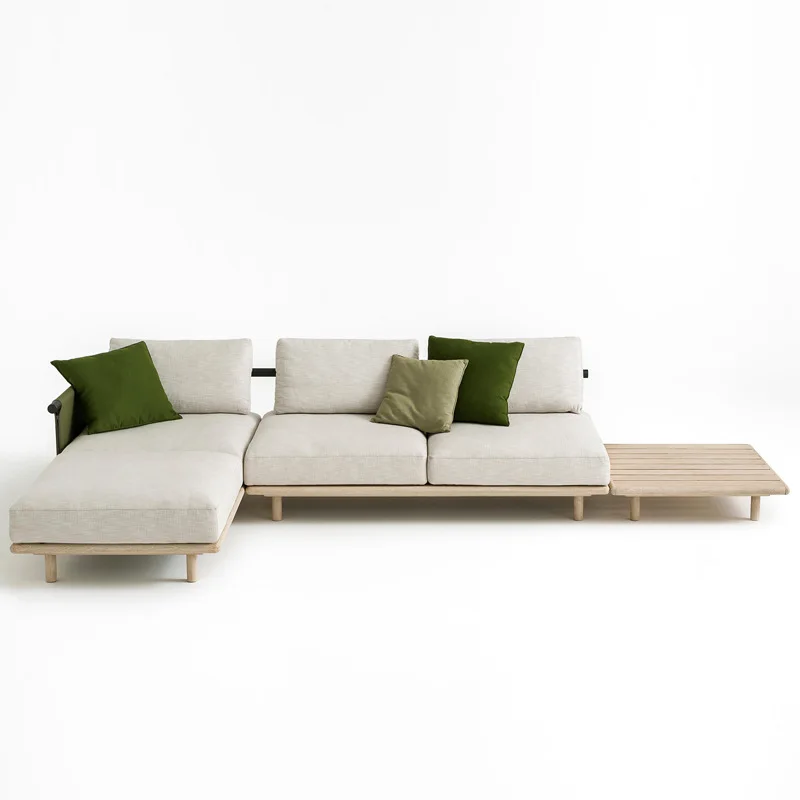 Nordic outdoor sofa rope solid wood courtyard terrace garden villa outdoor Nordic design corner rattan chair combination