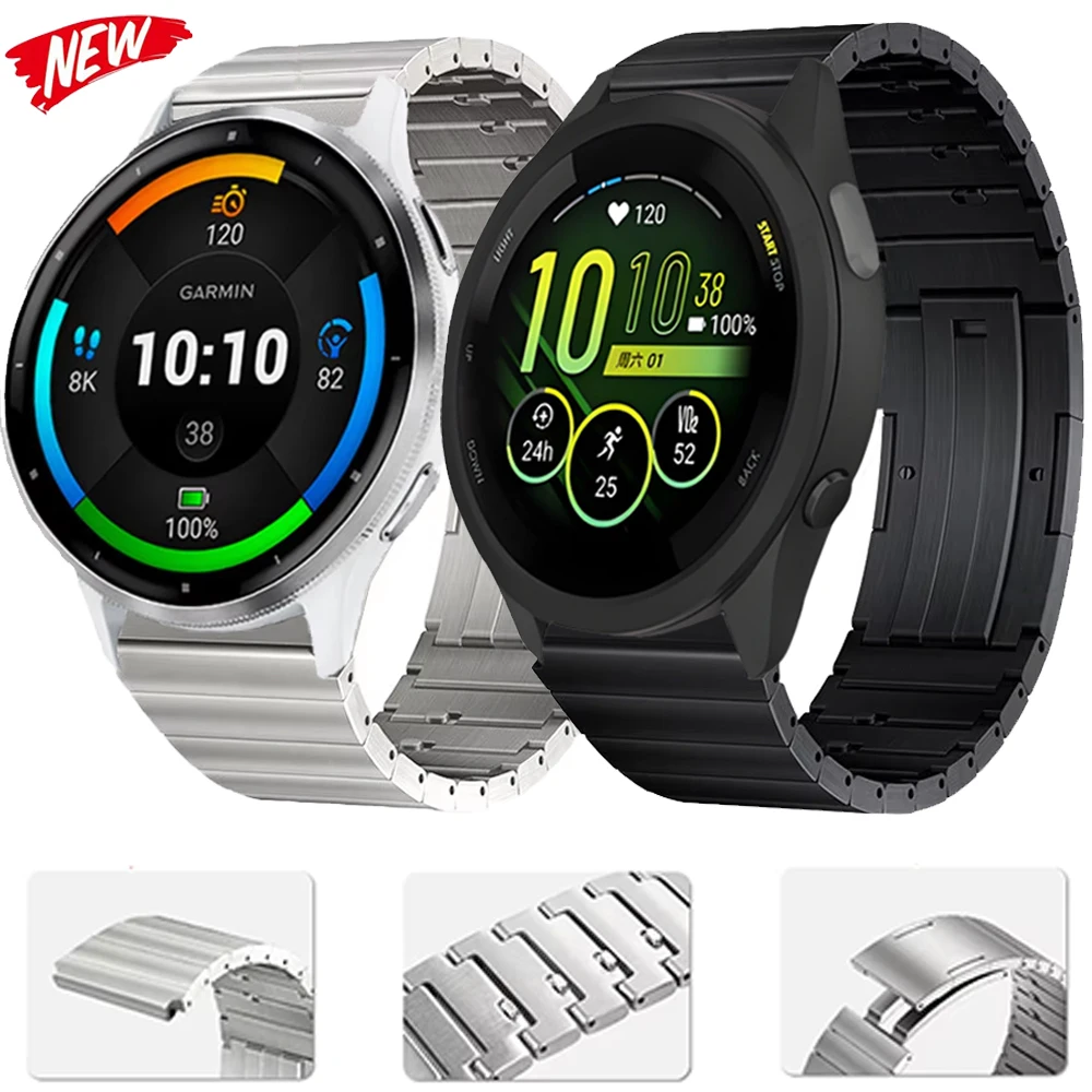 

22mm Quick-release Titanium Strap for Garmin Forerunner 265 255 Music 965 955 745 Metal Wristband for Garmin Vivoactive 4/Venu 3