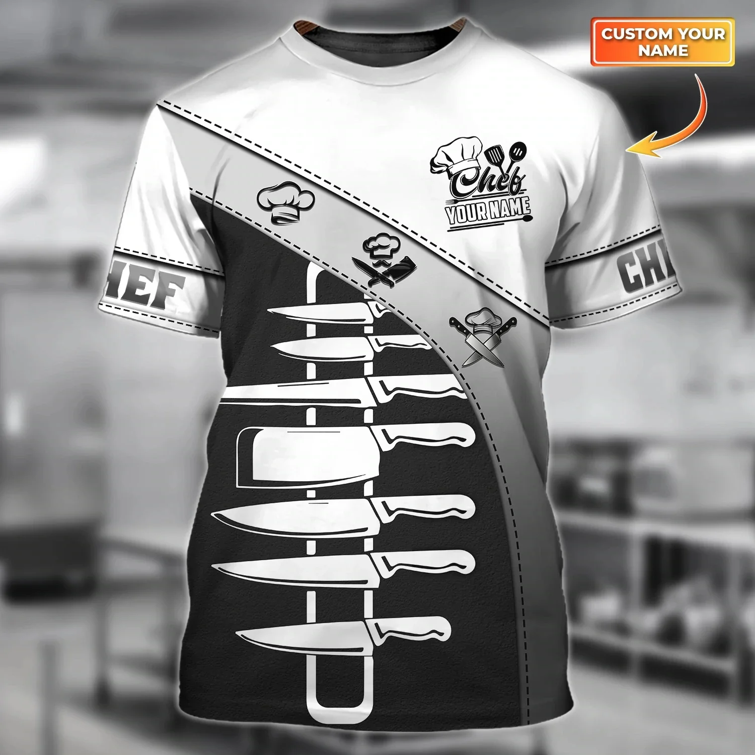 Chef works shirt Summer mens t shirt Custom name Chef 3D all over printed Unisex Tshirt Cooking Shirt Casual sports T-shirt DT49