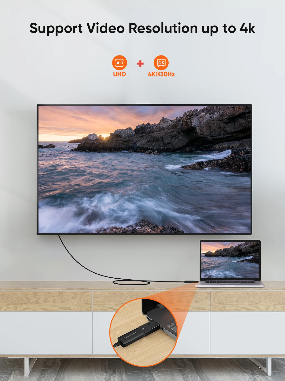CableCreation 4K 30Hz 1080P 60Hz DP to HDMI Adapter UniDirectional Display Port to HDMI for Monitor Desktop Lenovo Dell