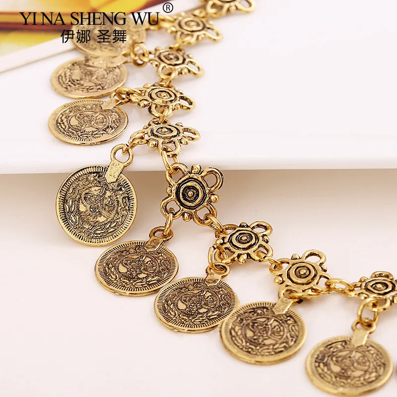 Boho Maxi Metal Jewelry Belly Dance Necklace Earring Bracelet Accessories for Women Oriental Dance Coin Anklet Vintage Ethnic