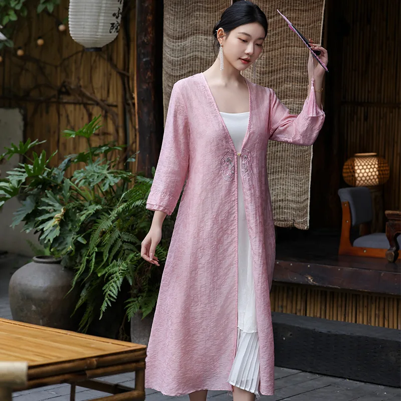 High-end Spring Summer Hanfu Thin Coat Chinese  Retro Embroidery Elegant Lady Sunscreen Clothing Female S-XXL