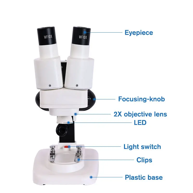 Zoom 20X Microscopio stereo elementare Luce binoculare a LED per telefono PCB Smartphone Riparazione microscopio composto portatile