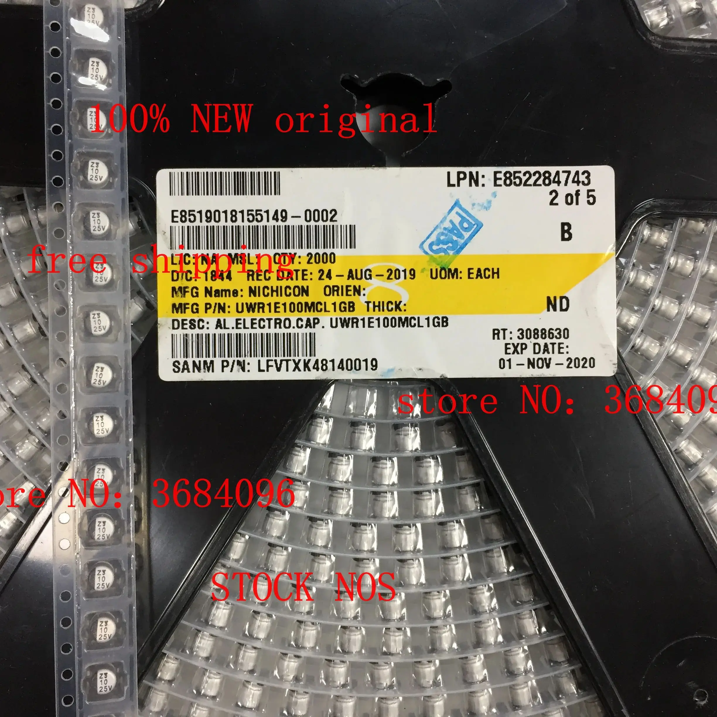 UWR1E100MCL1GB SMD 100% NEW STOCK 100PCS/-2000PCS/LOT