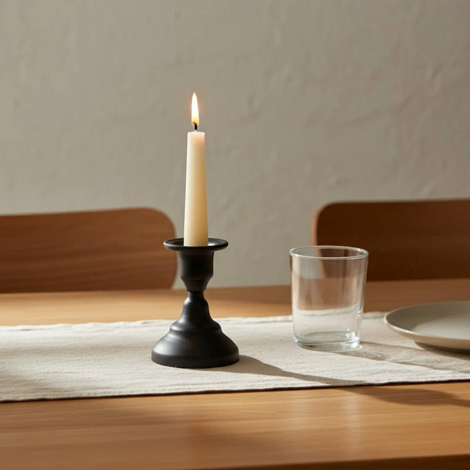 Kerzenhalter aus Metall, romantischer schwarzer Kerzenständer, Heimdekoration, stabile Basis für das Abendessen