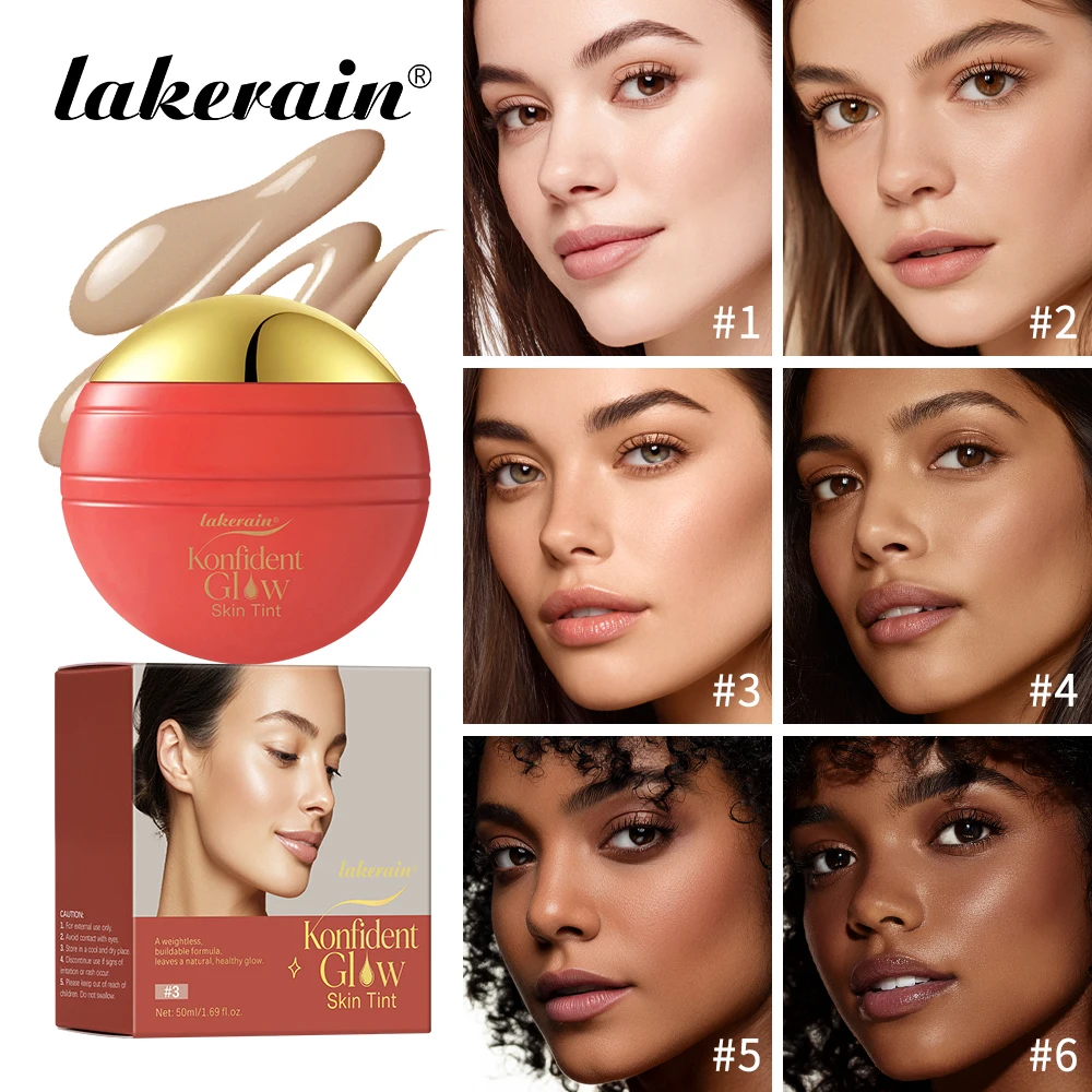 Long-Lasting Buildable Coverage Glow Skin Tint Foundation 6 Colors Natural Look Radiant Finish Beauty Makeup Cosmetic Foundation