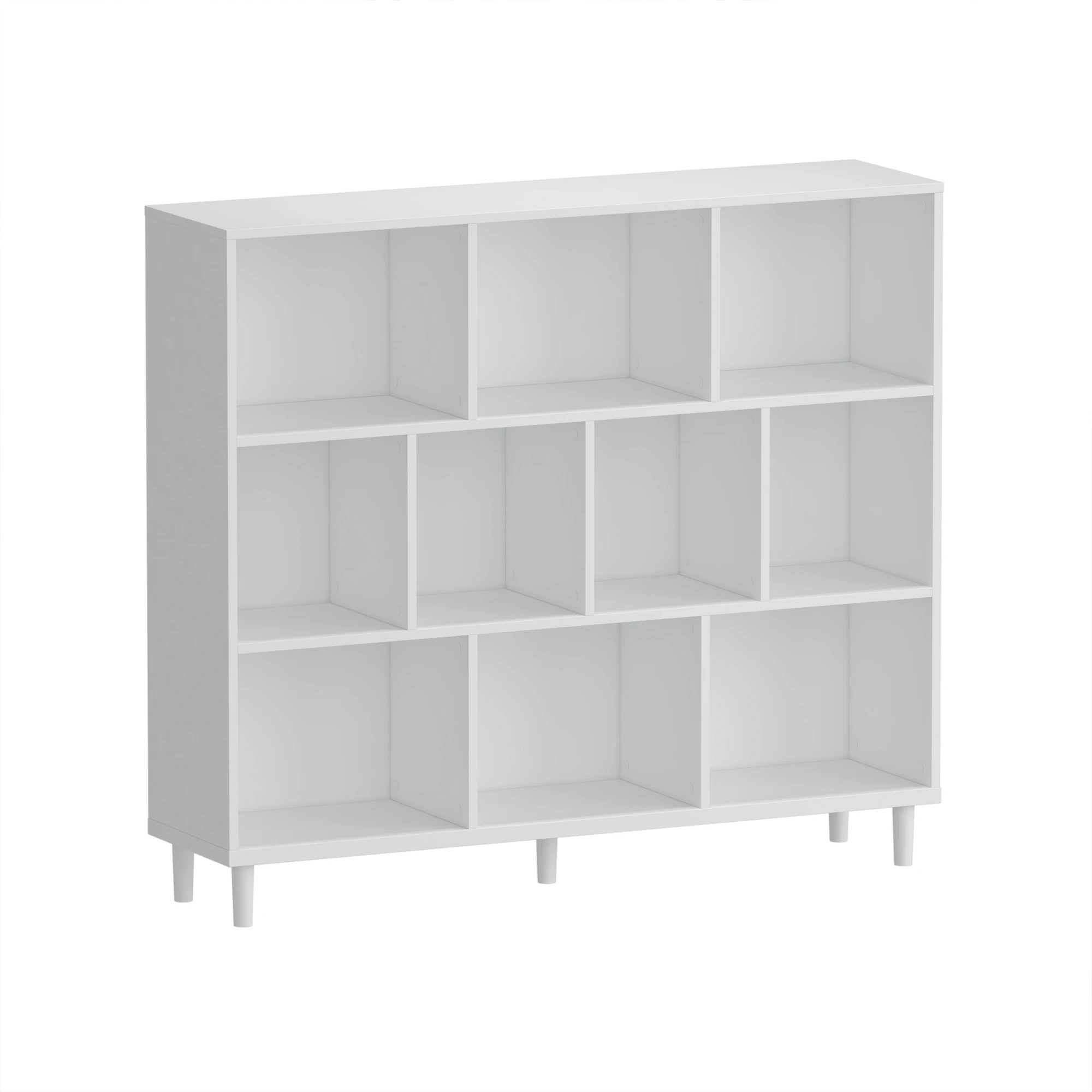 10-Cube Open Bookshelf White 3-Tier Grid Storage Cabinet Freestanding Display Bookcase with Legs Modern Living Room Divider Shelf Suitable for Living Rooms Homes Bedrooms view 2