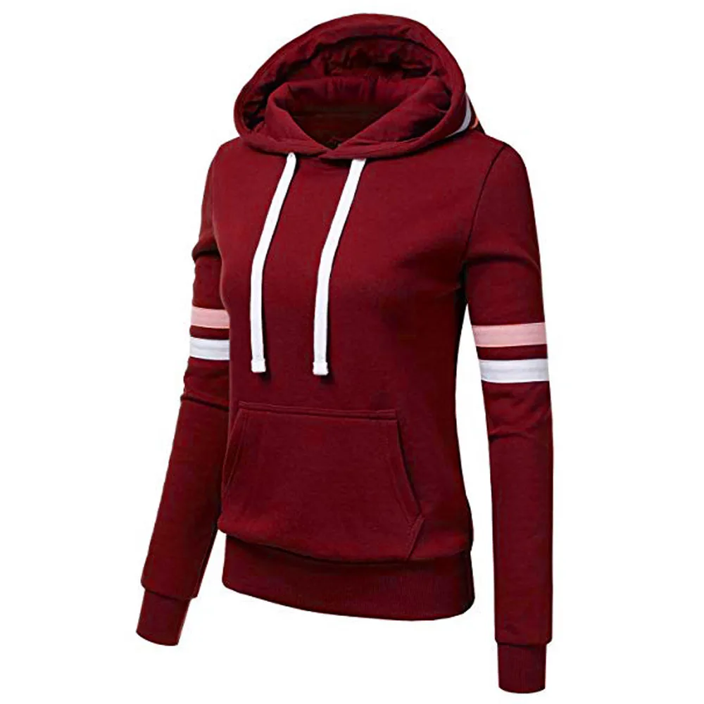 Sweats à capuche à rayures surdimensionnés pour femmes, sweat-shirt à manches longues, pull à capuche Harajuku, proximité coréenne, chemisiers à capuche Wstring, vêtements de sport, Y