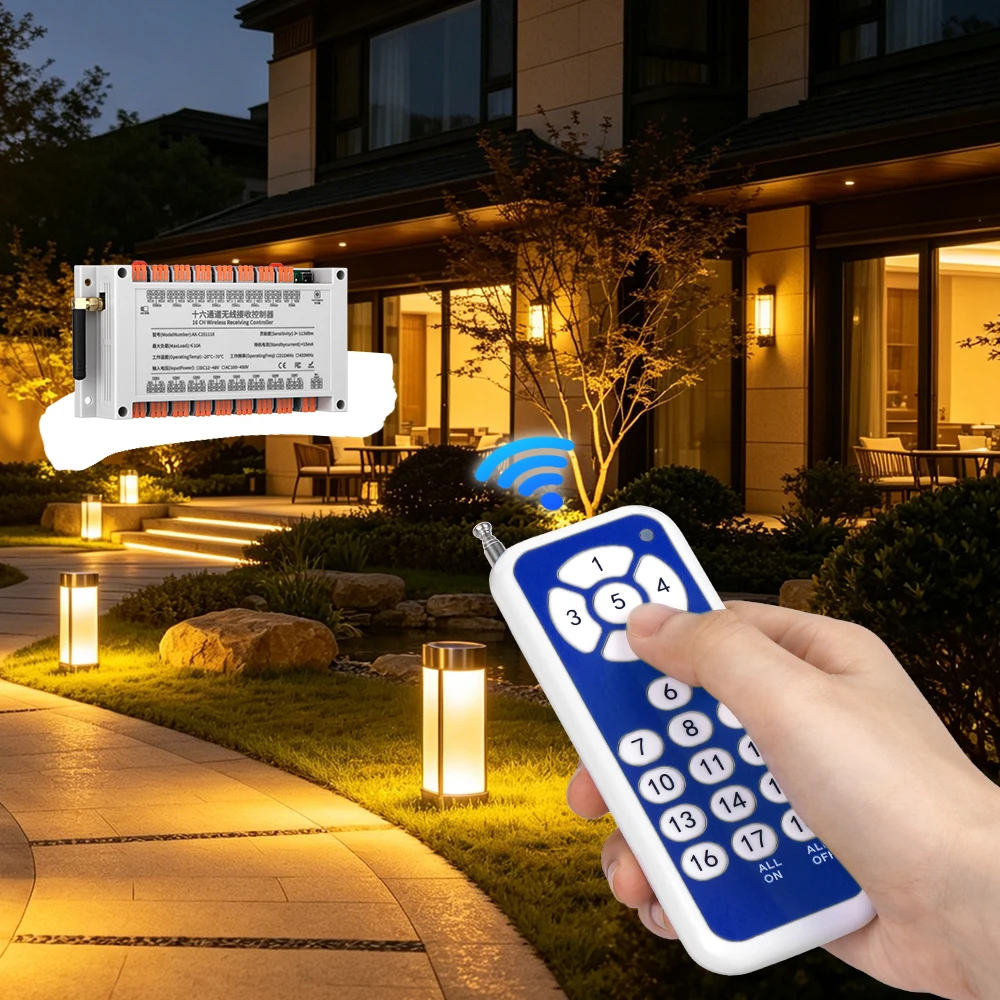 433mhz DC 12V  24V   16CH  RF Wireless Remote Control switch   1000 m  Agriculture security industry control 10A relay