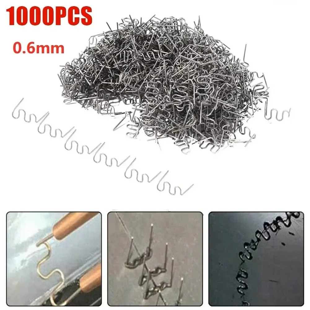 1000 peças Grampos de Solda em S de 0,6mm para Reparo de Para-choques e Carroceria Automotiva, Kit de Reparo com Grampeador de Plástico, Alta Qualidade