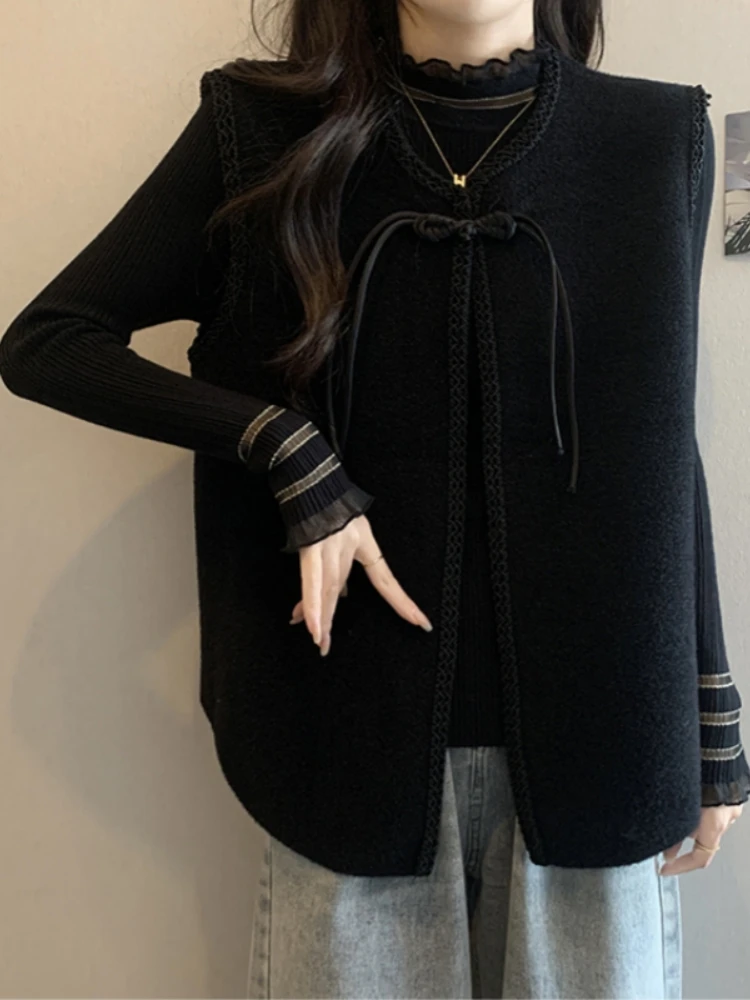  Style Knitted Two-Piece Set Women's Spring Autumn plus Size Slimming Base Layer Top Bottoms Ensemble Polyester Fiber