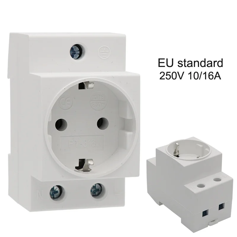 35mm Din Rail Modular Socket Power Sockets US EU FR SA Standard  13A16A 25A 250V Industrial Distribution Box Adapter Connector