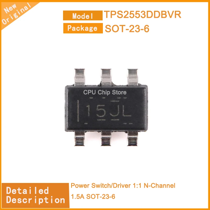 50Pcs/Lot  New Original  TPS2553DDBVR  TPS2553 Power Switch/Driver 1:1 N-Channel 1.5A SOT-23-6