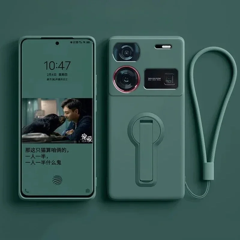 

Для Nubia Z70 ультра жидкий силиконовый чехол с кронштейном для NUBIA NubiaZ70 Z70Ultra чехол для телефона защитный чехол мягкая задняя крышка