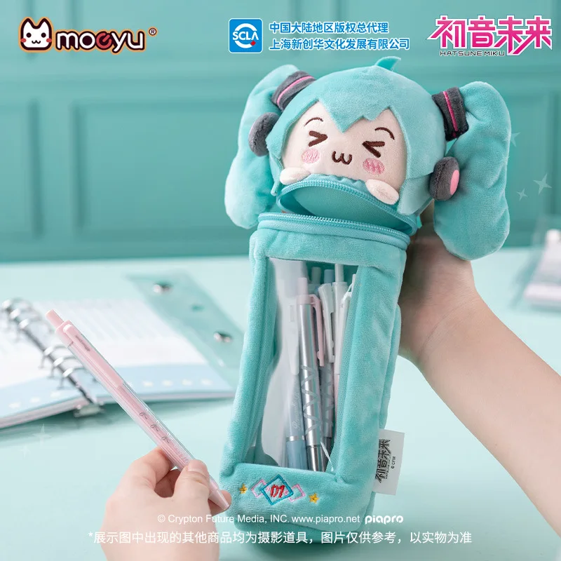 Bandai 2025 Anime Hatsune Miku Figure kawaii Q version Squinting series pen holder Cosplay props student Gifts